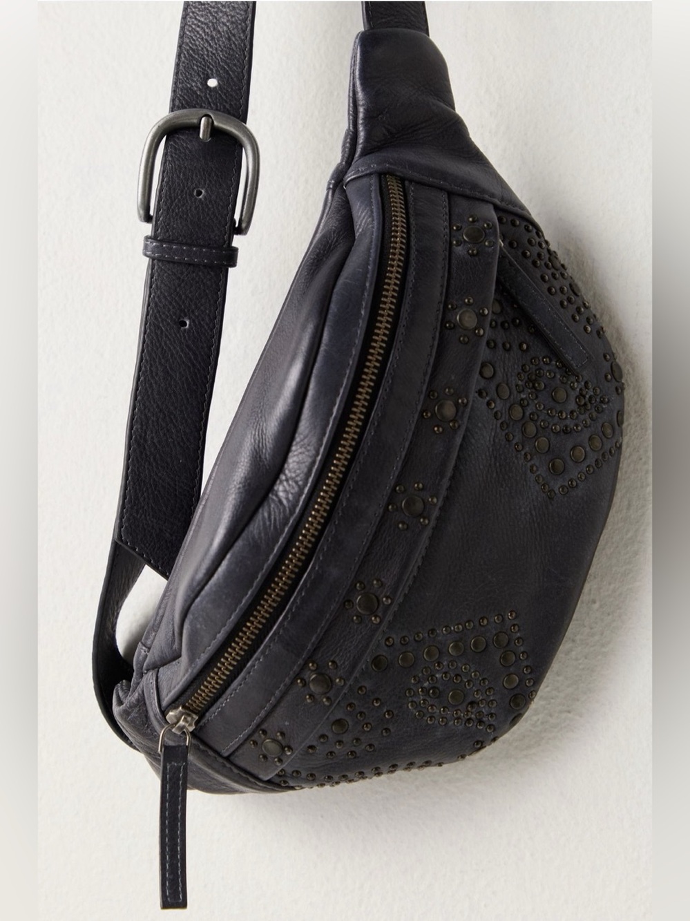 NWT Free People Ana Adorned Sling Bag in Black